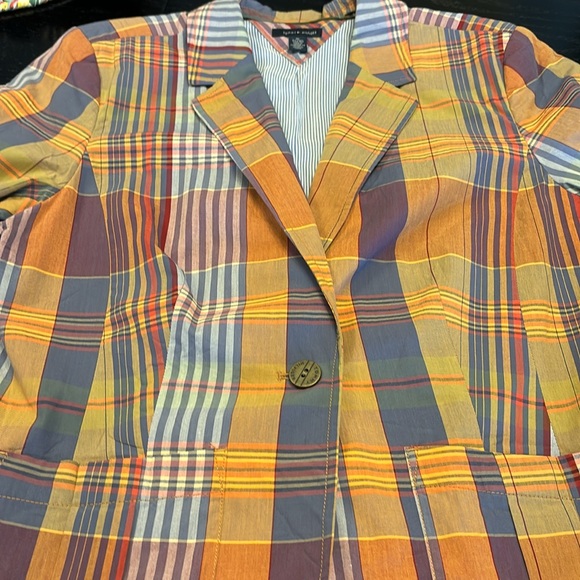 Tommy Hilfiger Madras Plaid vintage boxy blazer.  Fully lined. Women’s XL. - Picture 9 of 13